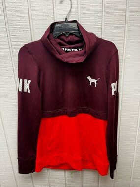Victoria’s Secret PINK Women’s Medium Cowl Neck Sweatshirt Burgundy Orange